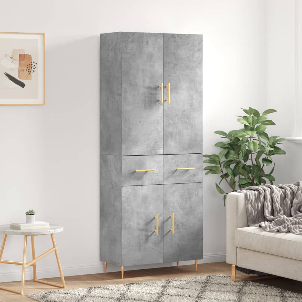 Credenza Grigio Cemento 69,5x34x180 cm in Legno Multistratocod mxl 101908