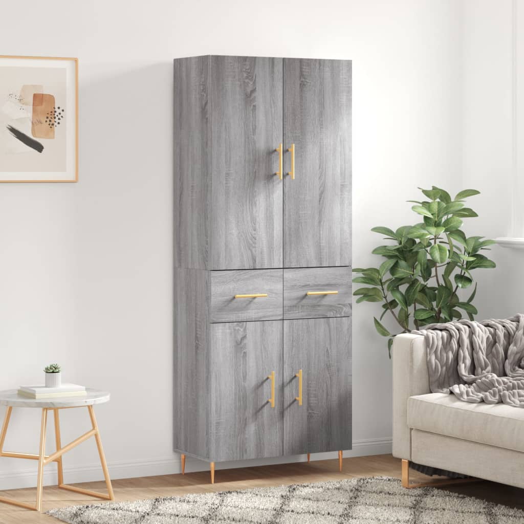 Credenza Grigio Sonoma 69,5x34x180 cm in Legno Multistrato 3198143