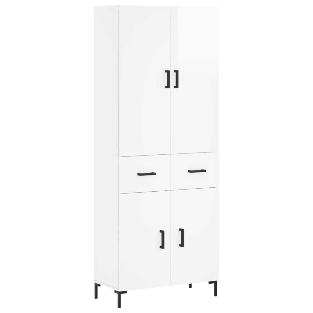 Credenza Bianco Lucido 69,5x34x180 cm in Legno Multistrato 3198147