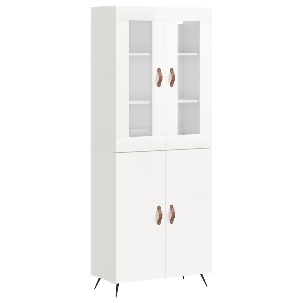 Credenza Bianco Lucido 69,5x34x180 cm in Legno Multistrato 3198187