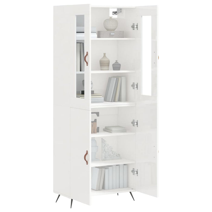 Credenza Bianco Lucido 69,5x34x180 cm in Legno Multistrato 3198187