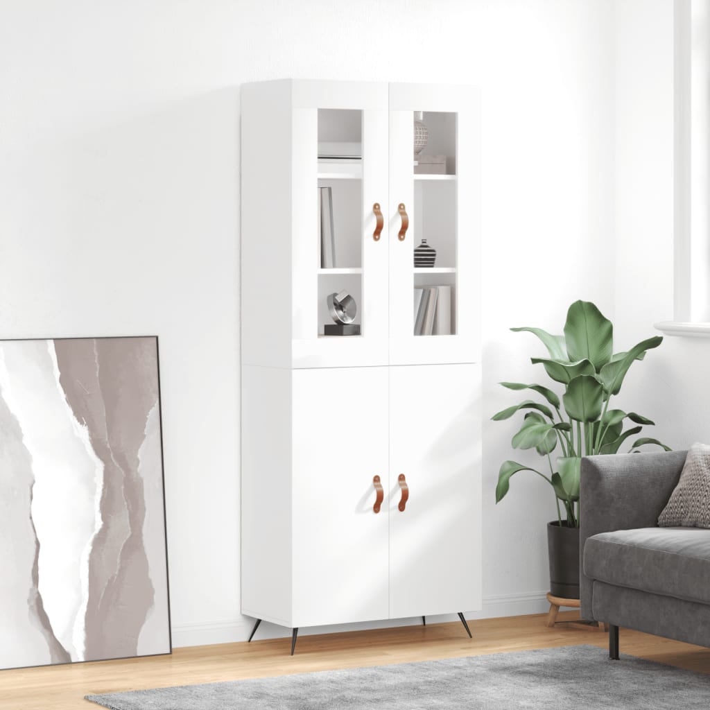 Credenza Bianco Lucido 69,5x34x180 cm in Legno Multistrato 3198187