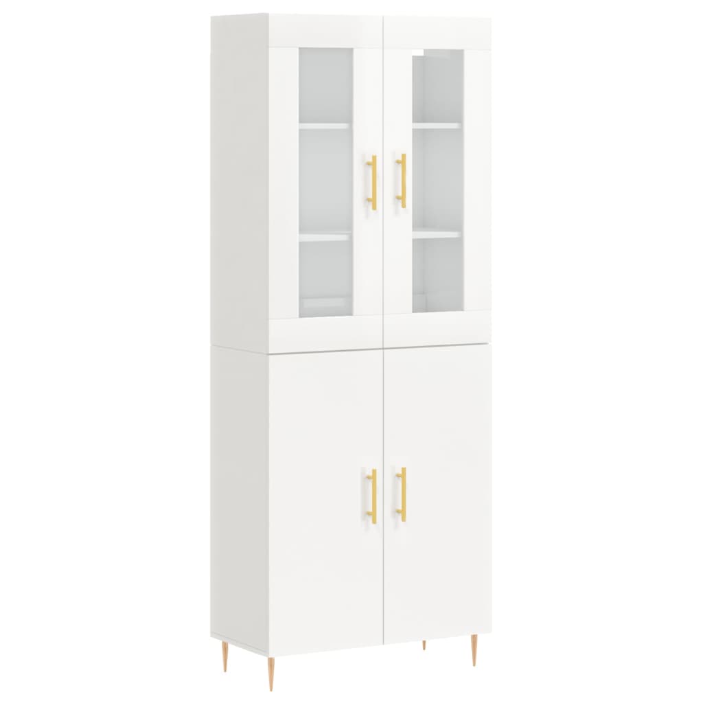 Credenza Bianco Lucido 69,5x34x180 cm in Legno Multistrato 3198203