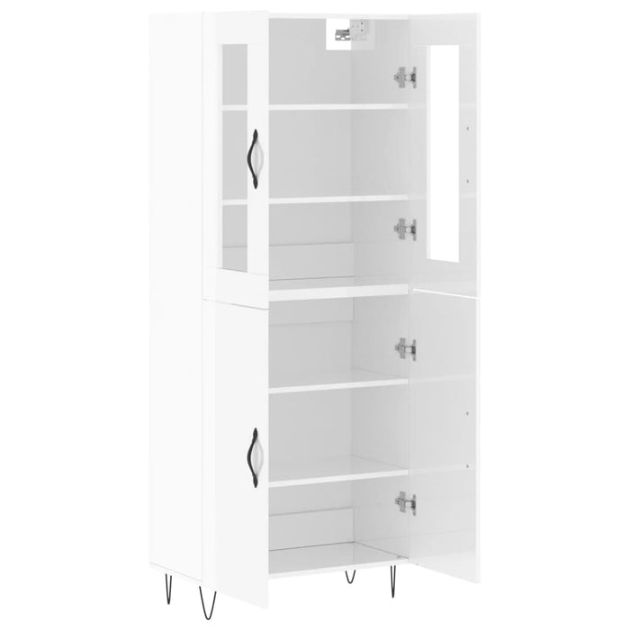 Credenza Bianco Lucido 69,5x34x180 cm in Legno Multistrato 3198243