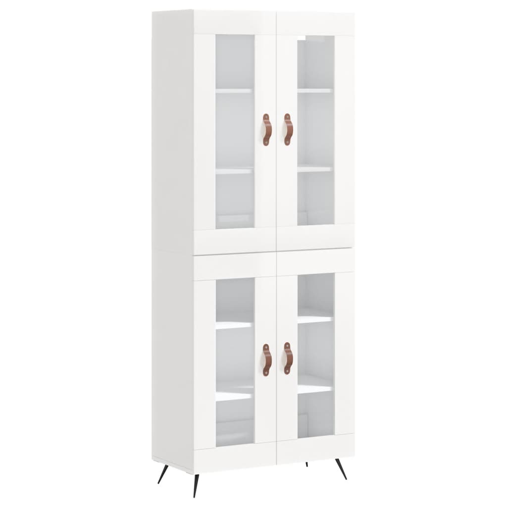 Credenza Bianco Lucido 69,5x34x180 cm in Legno Multistrato 3198251