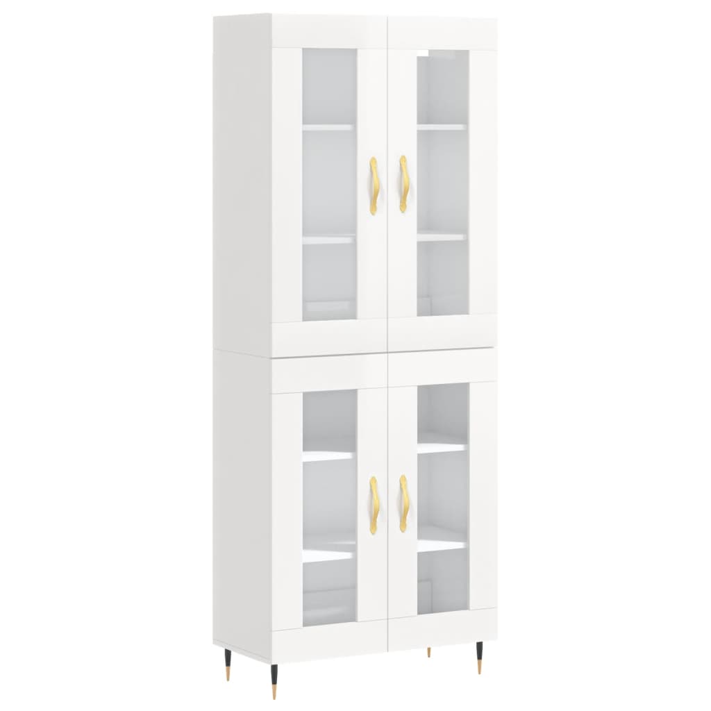 Credenza Bianco Lucido 69,5x34x180 cm in Legno Multistratocod mxl 78089