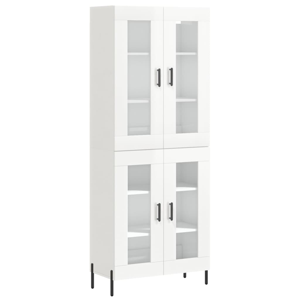 Credenza Bianco Lucido 69,5x34x180 cm in Legno Multistrato 3198283