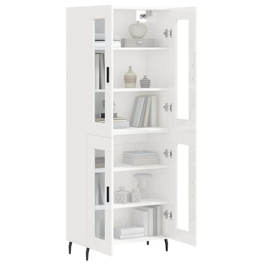 Credenza Bianco Lucido 69,5x34x180 cm in Legno Multistrato 3198291