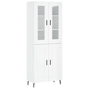 Credenza Bianco Lucido 69,5x34x180 cm in Legno Multistrato 3198355