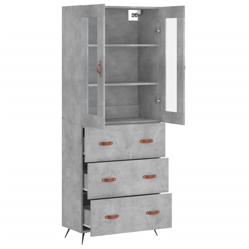 Credenza Grigio Cemento 69,5x34x180 cm in Legno Multistrato 3198381