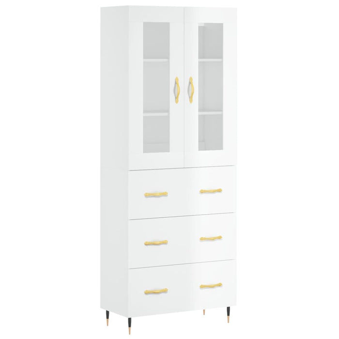 Credenza Bianco Lucido 69,5x34x180 cm in Legno Multistratocod mxl 125554