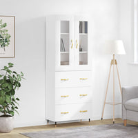 Credenza Bianco Lucido 69,5x34x180 cm in Legno Multistratocod mxl 125554