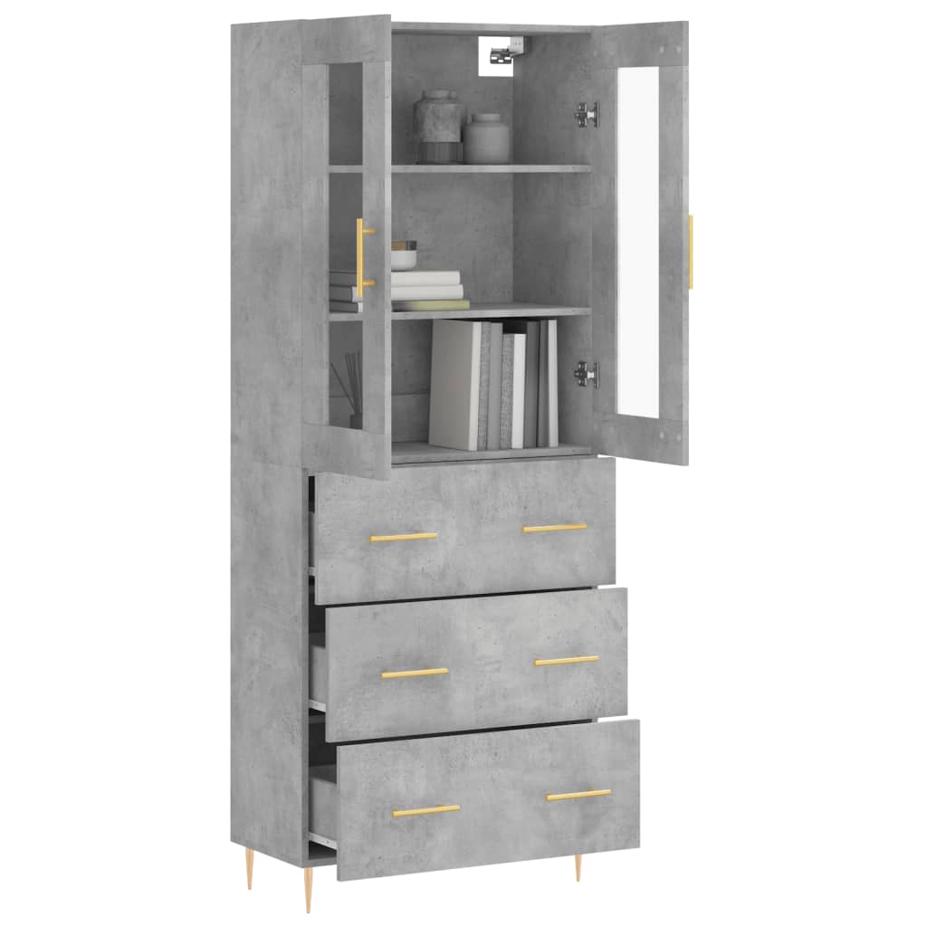 Credenza Grigio Cemento 69,5x34x180 cm in Legno Multistrato 3198397