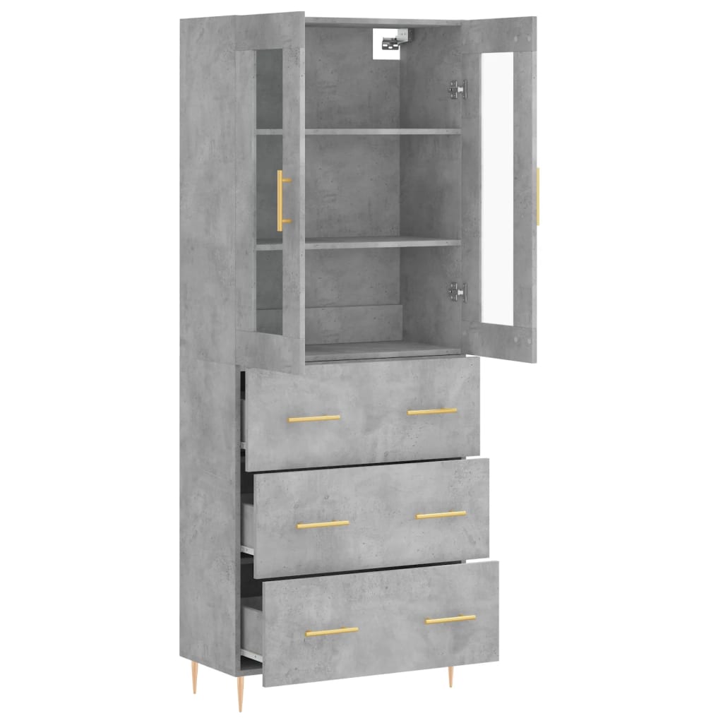 Credenza Grigio Cemento 69,5x34x180 cm in Legno Multistrato 3198397