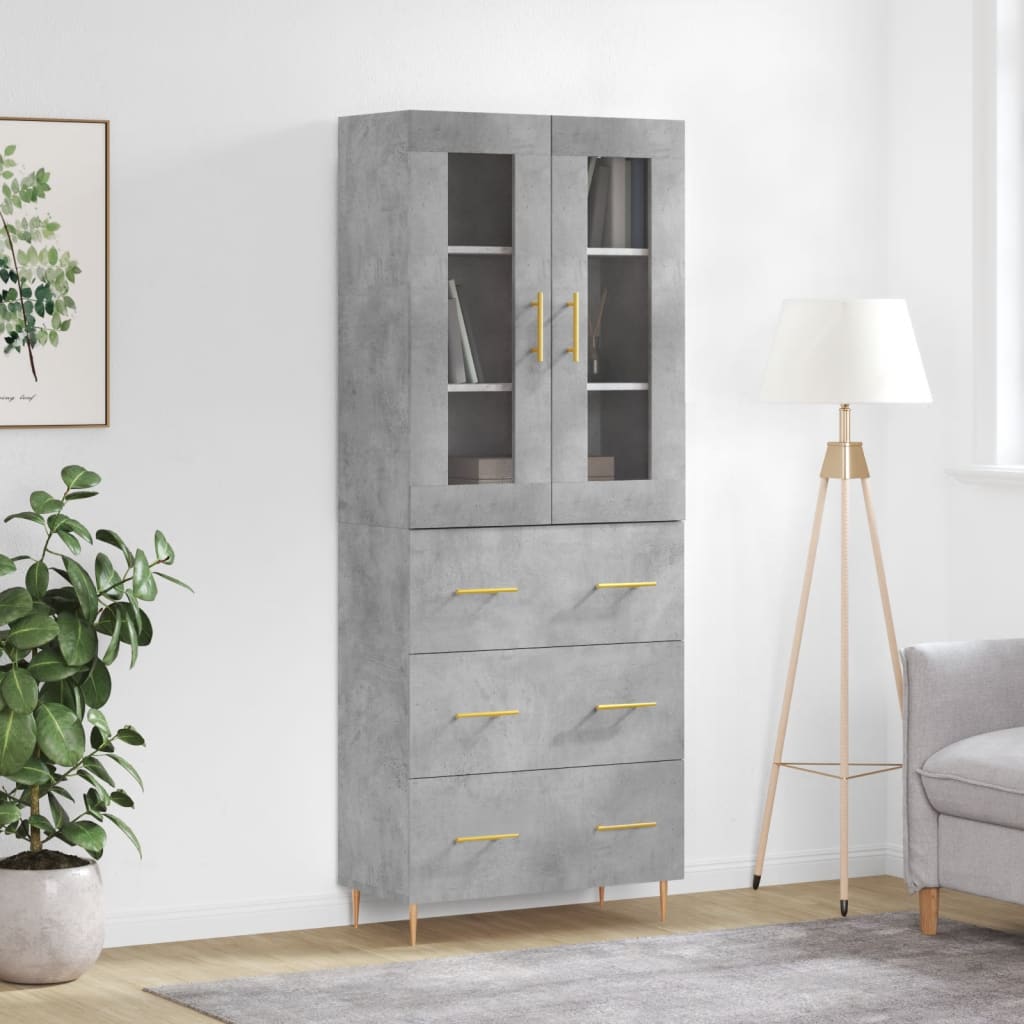 Credenza Grigio Cemento 69,5x34x180 cm in Legno Multistrato 3198397