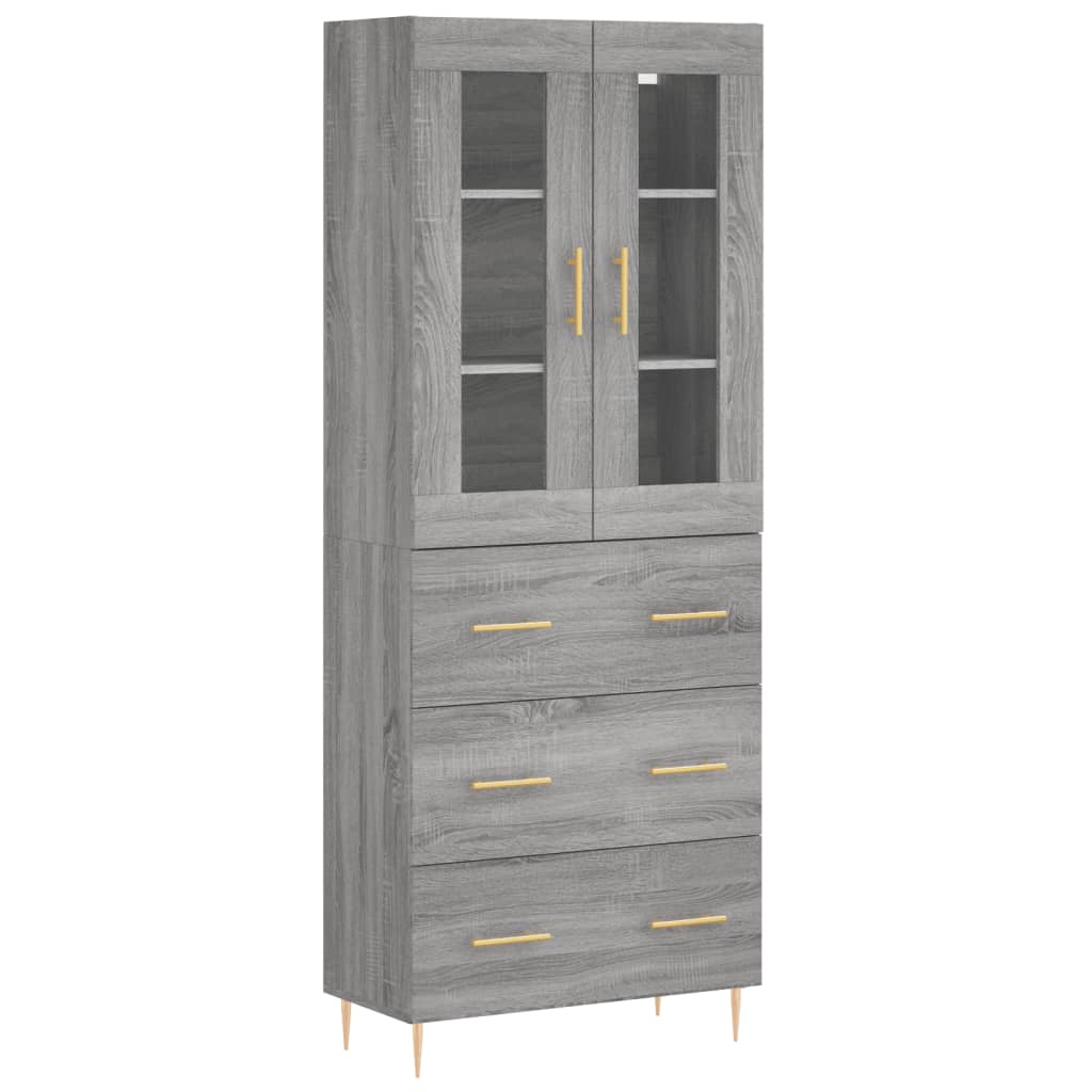 Credenza Grigio Sonoma 69,5x34x180 cm in Legno Multistrato 3198399