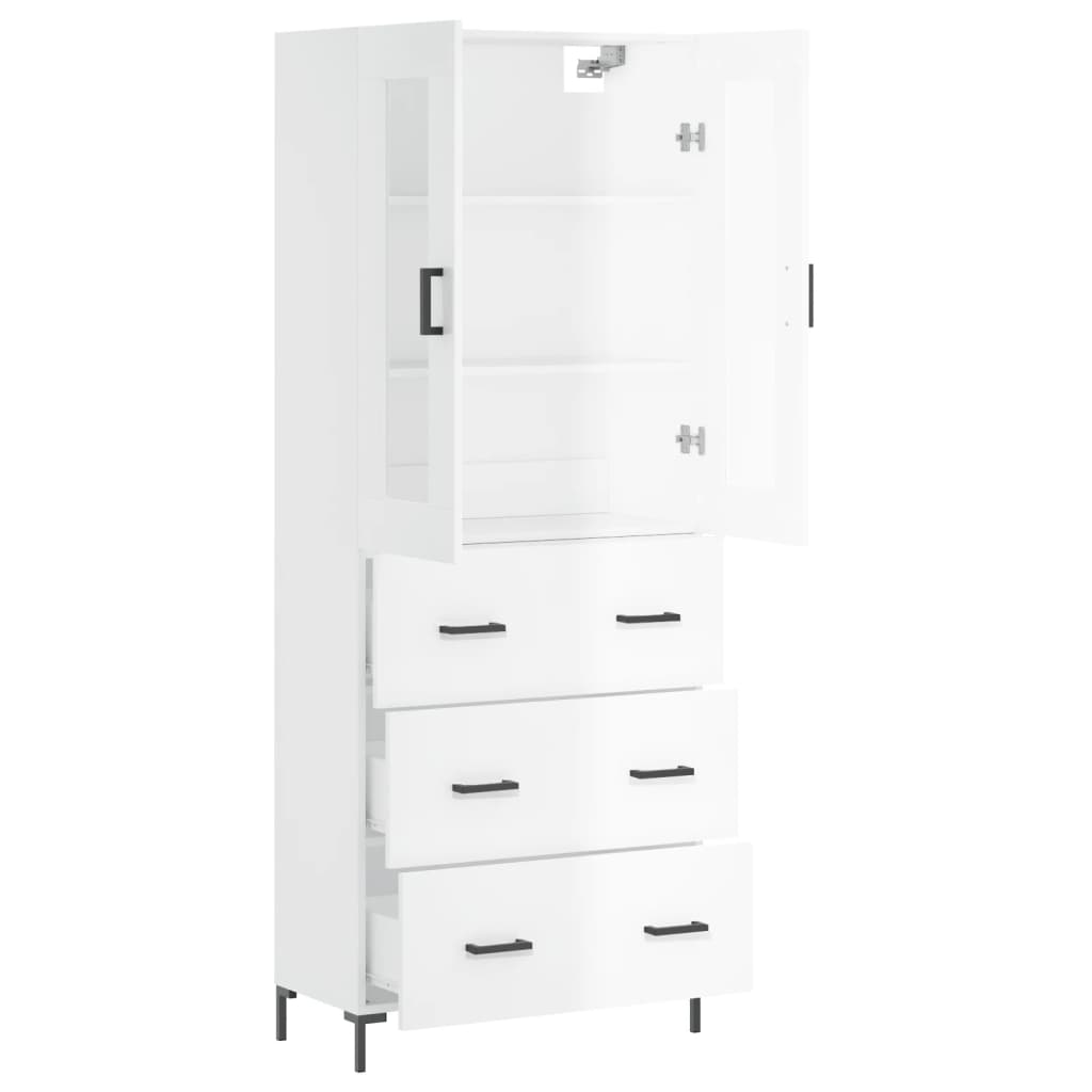 Credenza Bianco Lucido 69,5x34x180 cm in Legno Multistrato 3198403