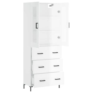 Credenza Bianco Lucido 69,5x34x180 cm in Legno Multistrato 3198403