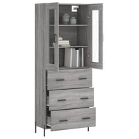 Credenza Grigio Sonoma 69,5x34x180 cm in Legno Multistrato 3198415