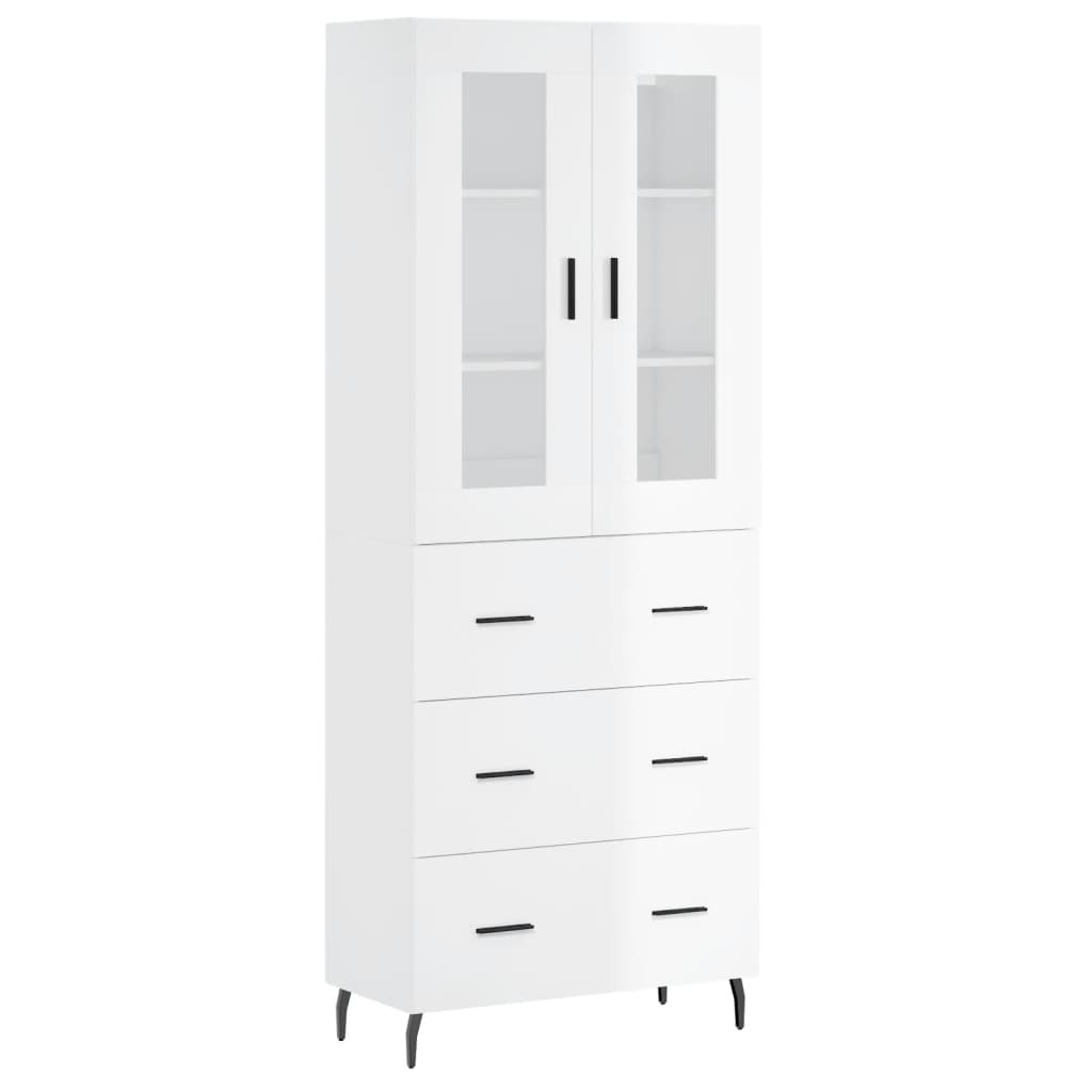 Credenza Bianco Lucido 69,5x34x180 cm in Legno Multistrato 3198419