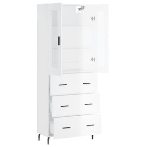 Credenza Bianco Lucido 69,5x34x180 cm in Legno Multistrato 3198419