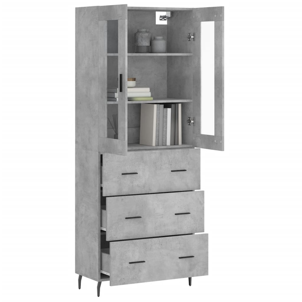 Credenza Grigio Cemento 69,5x34x180 cm in Legno Multistrato 3198421