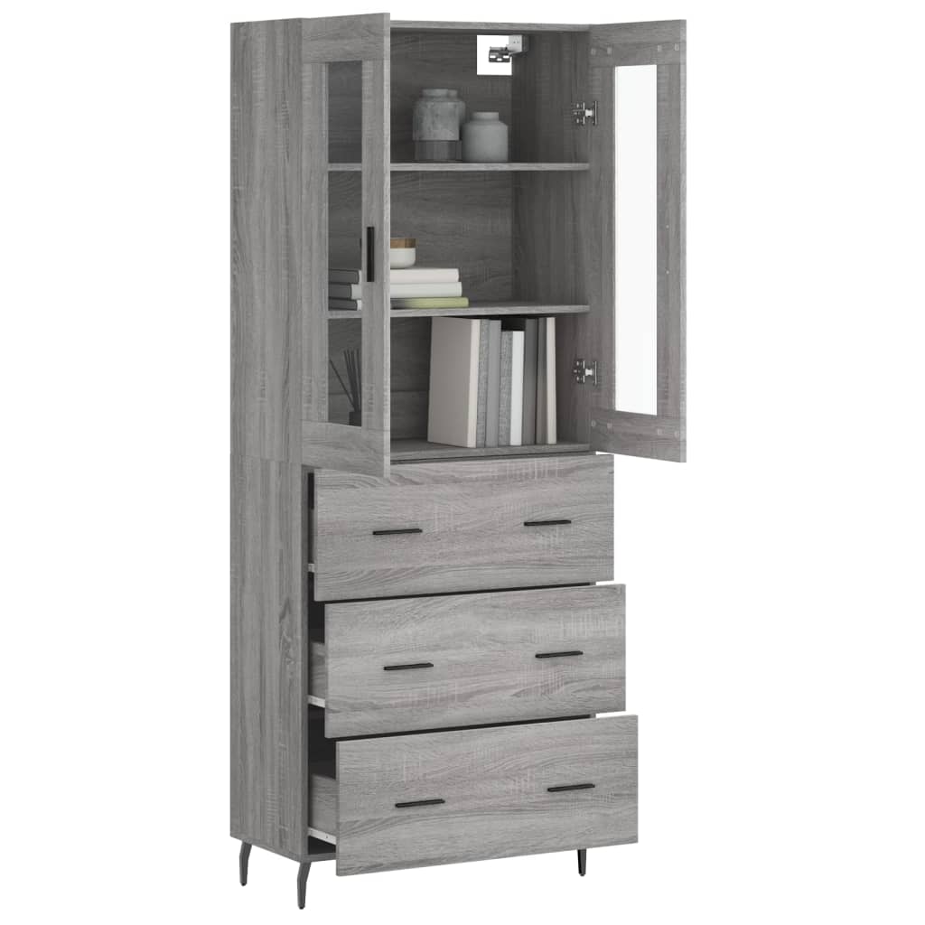 Credenza Grigio Sonoma 69,5x34x180 cm in Legno Multistrato 3198423