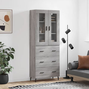 Credenza Grigio Sonoma 69,5x34x180 cm in Legno Multistrato 3198423