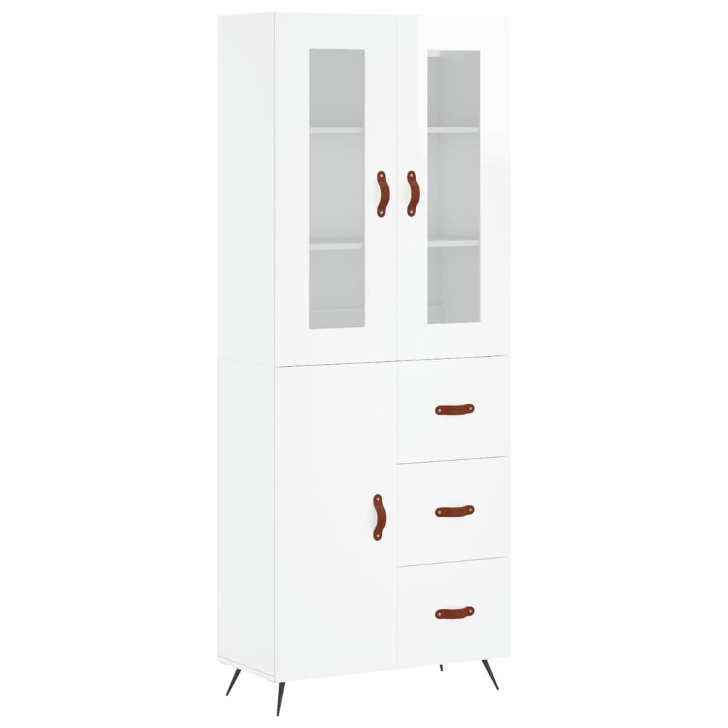 Credenza Bianco Lucido 69,5x34x180 cm in Legno Multistratocod mxl 125908