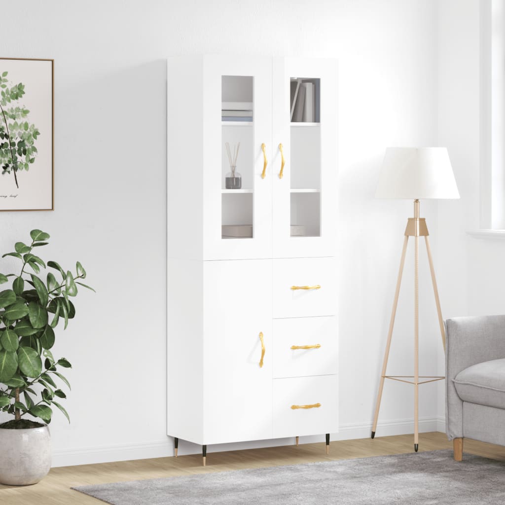 Credenza Bianco Lucido 69,5x34x180 cm in Legno Multistratocod mxl 77641