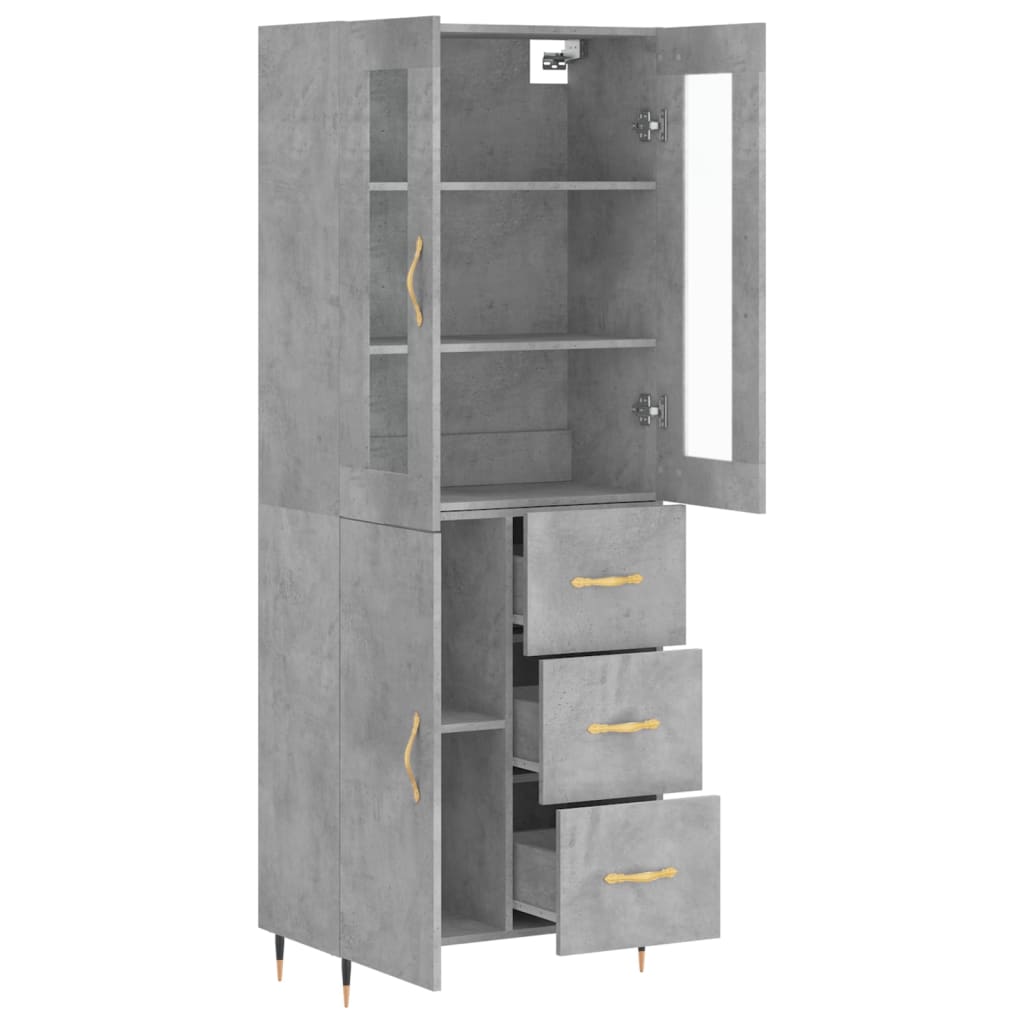 Credenza Grigio Cemento 69,5x34x180 cm in Legno Multistrato 3198453