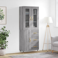 Credenza Grigio Sonoma 69,5x34x180 cm in Legno Multistrato 3198455