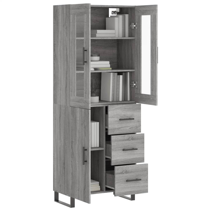 Credenza Grigio Sonoma 69,5x34x180 cm in Legno Multistrato 3198495