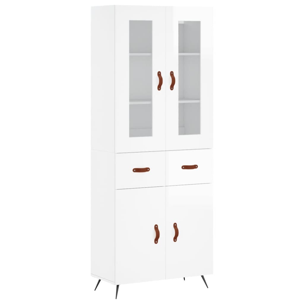 Credenza Bianco Lucido 69,5x34x180 cm in Legno Multistrato 3198507