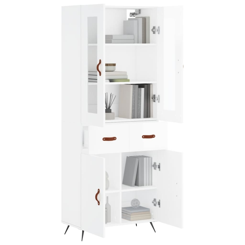 Credenza Bianco Lucido 69,5x34x180 cm in Legno Multistrato 3198507