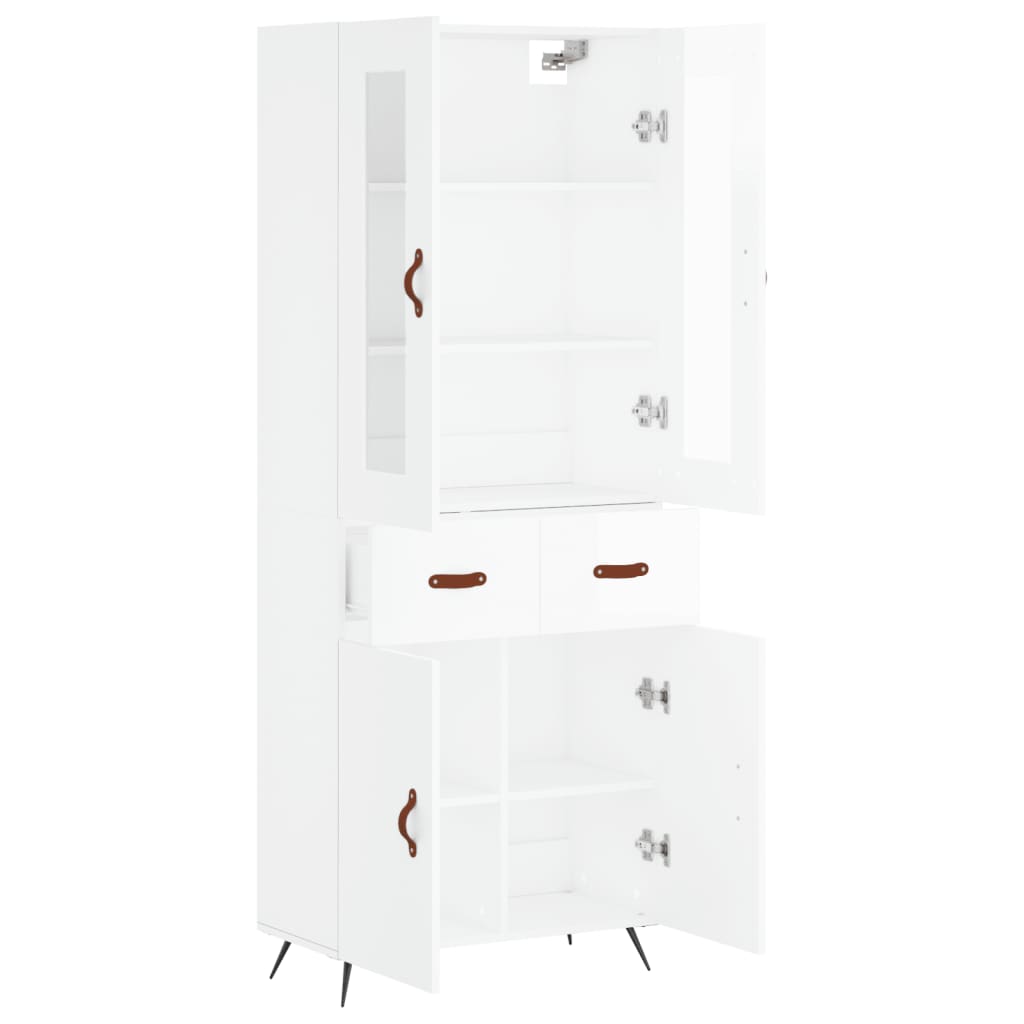 Credenza Bianco Lucido 69,5x34x180 cm in Legno Multistrato 3198507