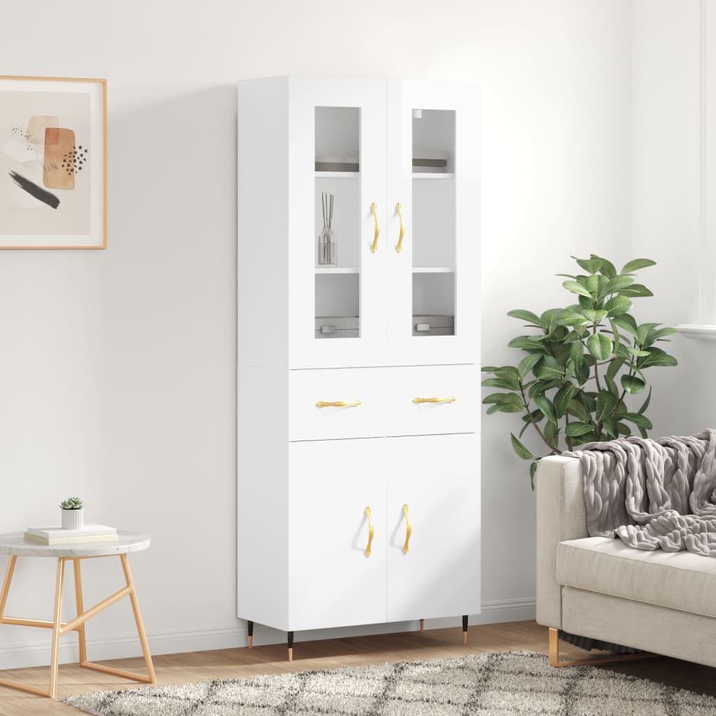 Credenza Bianco Lucido 69,5x34x180 cm in Legno Multistratocod mxl 101652