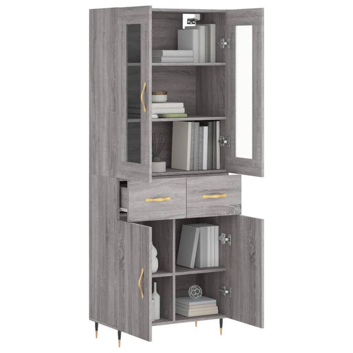 Credenza Grigio Sonoma 69,5x34x180 cm in Legno Multistrato 3198519