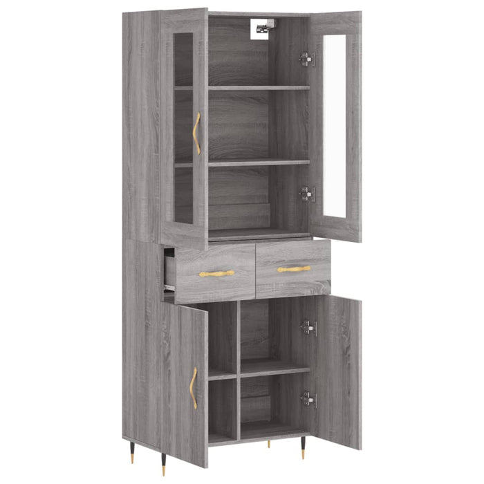 Credenza Grigio Sonoma 69,5x34x180 cm in Legno Multistrato 3198519