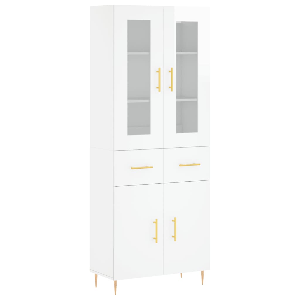 Credenza Bianco Lucido 69,5x34x180 cm in Legno Multistrato 3198523