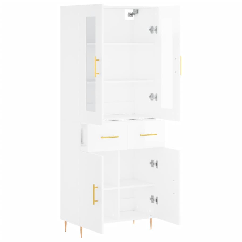 Credenza Bianco Lucido 69,5x34x180 cm in Legno Multistrato 3198523