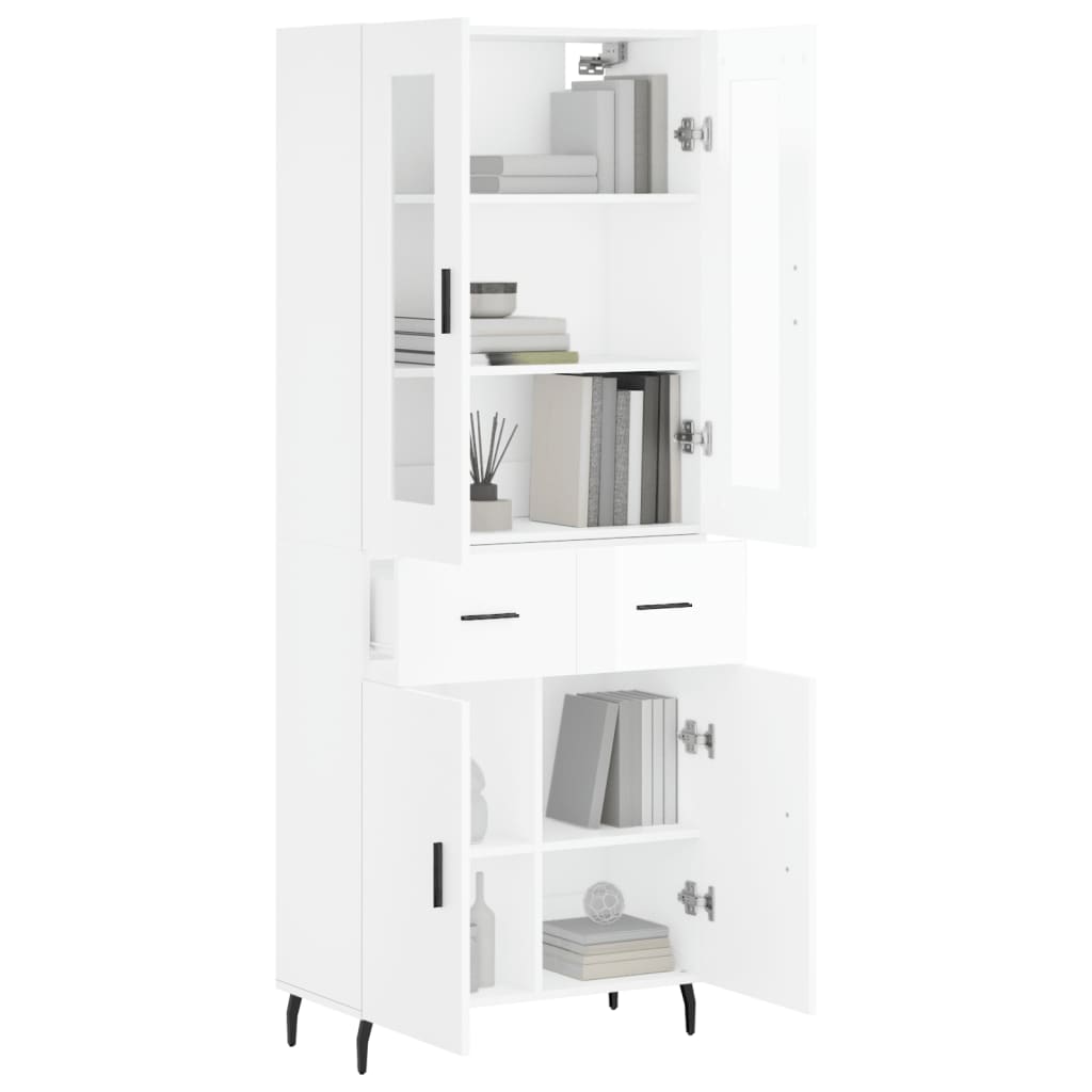 Credenza Bianco Lucido 69,5x34x180 cm in Legno Multistrato 3198547