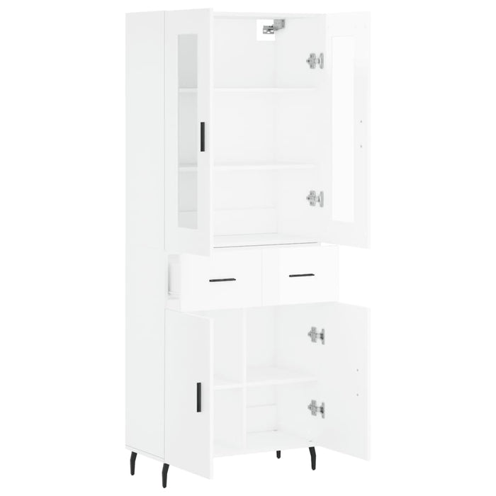 Credenza Bianco Lucido 69,5x34x180 cm in Legno Multistrato 3198547