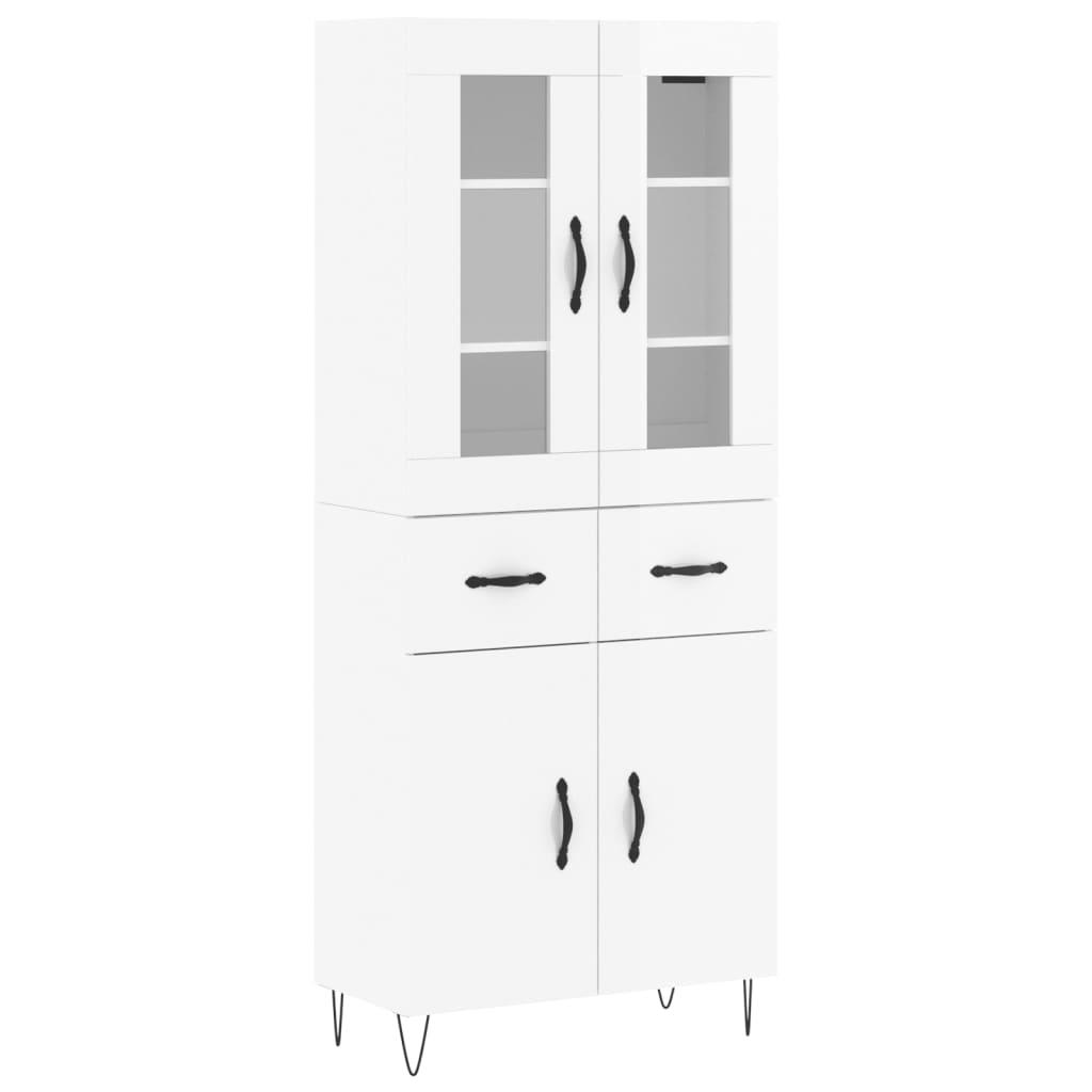 Credenza Bianco Lucido 69,5x34x180 cm in Legno Multistratocod mxl 83497