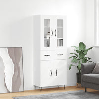 Credenza Bianco Lucido 69,5x34x180 cm in Legno Multistratocod mxl 83497