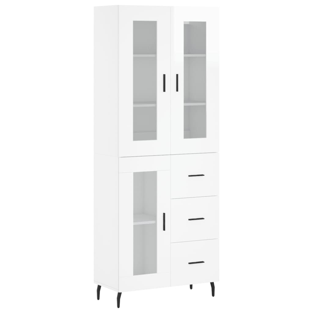 Credenza Bianco Lucido 69,5x34x180 cm in Legno Multistratocod mxl 102147