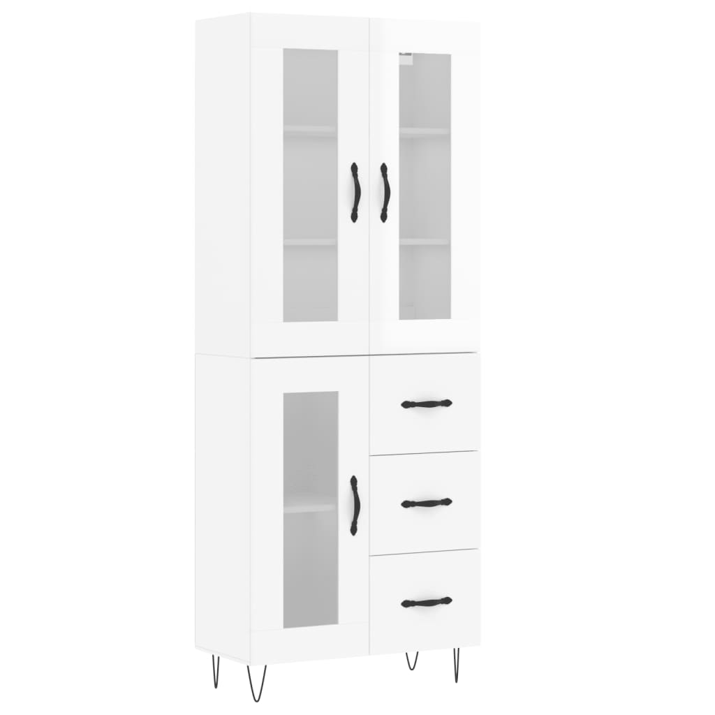 Credenza Bianco Lucido 69,5x34x180 cm in Legno Multistratocod mxl 83532