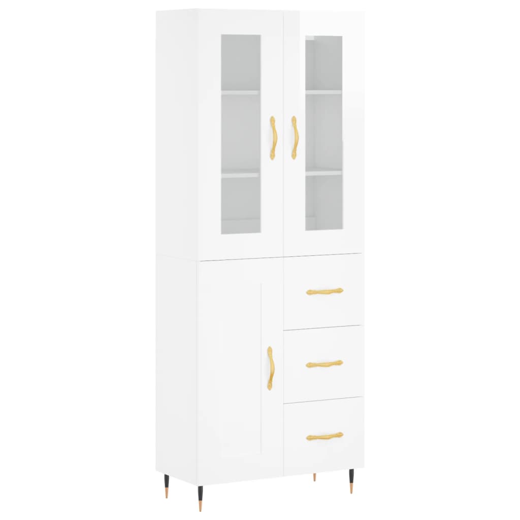 Credenza Bianco Lucido 69,5x34x180 cm in Legno Multistrato 3198643