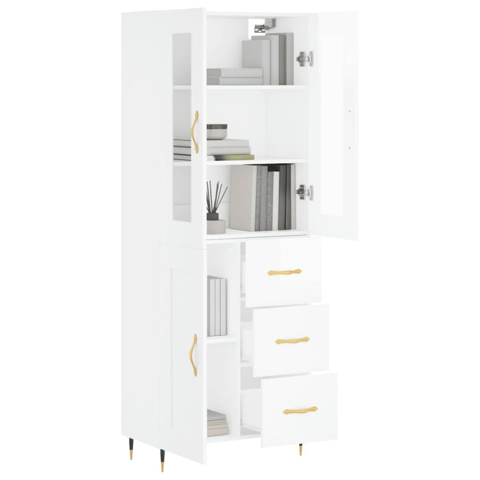 Credenza Bianco Lucido 69,5x34x180 cm in Legno Multistrato 3198643