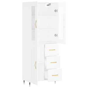 Credenza Bianco Lucido 69,5x34x180 cm in Legno Multistrato 3198643